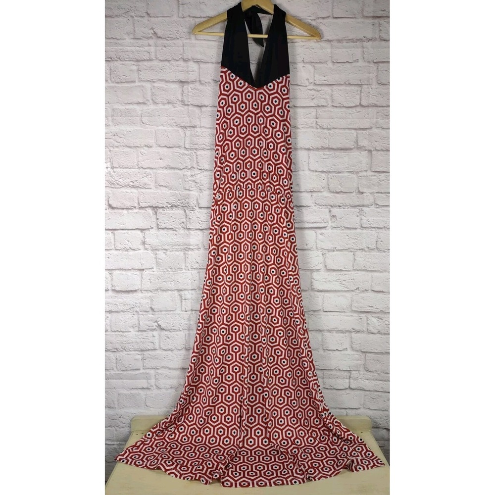 Mud Pie Bag Lady 3 Way Halter Maxi Dress Womens Large Red Black White NWT Boho